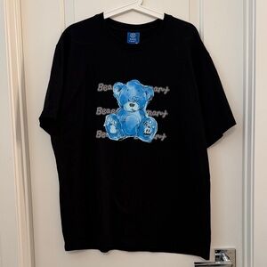 Black T-Shirt with Blue Bear Design